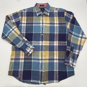 Viyella‎ London Men's XL Plaid 100% Cotton Button Down Shirt Long Sleeve